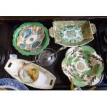 Assorted Noritake including mainly dishes in green gilt and black Condition Report: Available upon