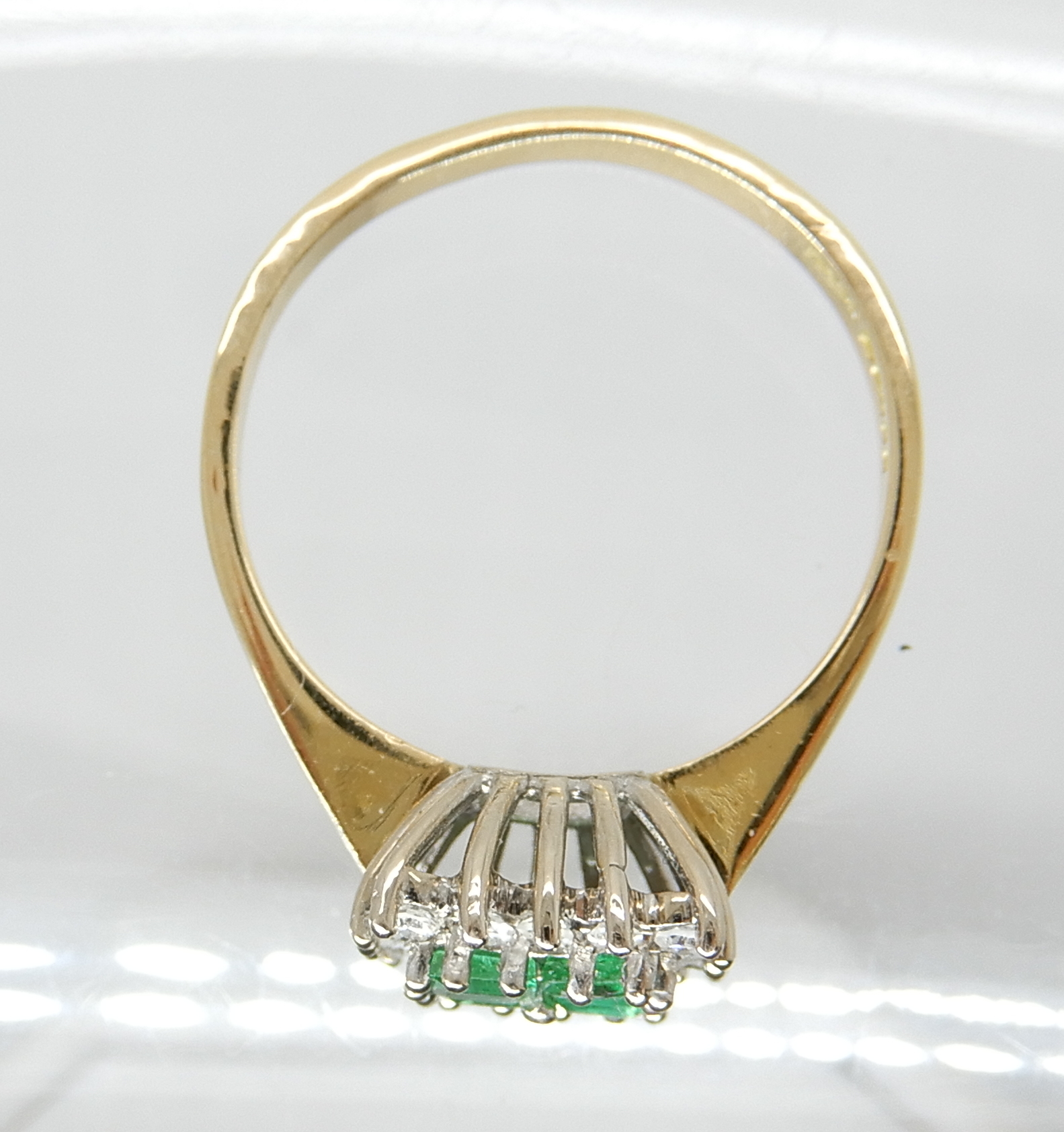 An 18ct gold four square emerald and diamond cluster ring, size O1/2, weight 3.3gms Condition - Image 2 of 3