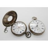 A silver pocket watch by W.Flinn London, dated Chester 1895, and a silver half hunter pocket watch