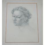 WILLIAM DRUMMOND BONE Head of a Woman, signed, charcoal and pencil drawing, 34.5 x 26.5cm