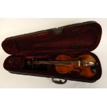 A two piece back violin 35cm with case Condition Report: Available upon request