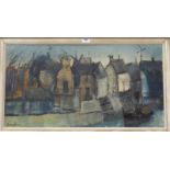 GEORGE HANN Canal scene, signed, oil on board, 40 x 75cm Condition Report: Available upon request