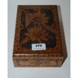 A poker work box and a collection of costume jewellery, thimbles etc Condition Report: Available