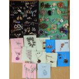 A collection of vintage and modern costume jewellery to include earrings, brooches etc Condition