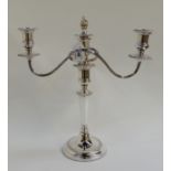 A silver plated three-light candelabrum Condition Report: Available upon request