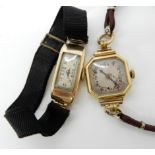 An 18ct gold Syren ladies vintage watch, together with a 9ct gold example Condition Report: