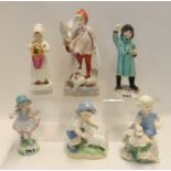 Six Royal Worcester figures of children including May, Sunday Girl, September, February, Polly Put