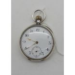 A continental silver cased pocket watch Condition Report: Available upon request