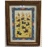 A Persian watercolour on ivorine in an inlaid frame Condition Report: Available upon request