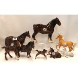 A collection of Beswick horses including a Palomino, Quarter Horse, a pony, foals etc Condition