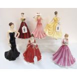 Six Royal Doulton figures including Jenny, Lily, My Darling, May Peony, Jasmine and Fleur