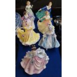 Seven Royal Doulton figures including Rebecca, Southern Belle, Ninette, Deborah, Ashley, Grace and