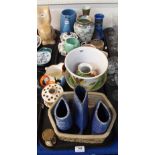 Three Diane Goss studio pottery vases, Chameleon ware vase and other items Condition Report: