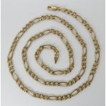 A 9ct gold figaro chain, length 61cm, weight 11.4gms Condition Report: Available upon request