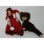 A felt doll and a collection of soft toys, dolls etc Condition Report: Available upon request