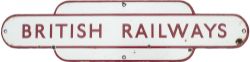 BR(M) totem shaped enamel Poster Board heading BRITISH RAILWAYS. Measures 16.25in x 4in and is in