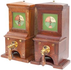 GNR mahogany cased Single Line Pegging block instruments, a pair. One is stamped 1561 on the