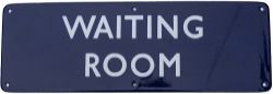 BR(E) enamel doorplate WAITING ROOM. Measures 18in x 6in and is in excellent condition.