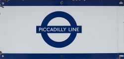 London Underground enamel frieze sign PICCADILLY LINE. In good condition with minor edge chipping,