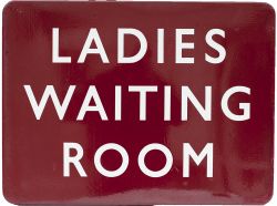 BR(M) FF enamel sign LADIES WAITING ROOM. In good condition with a few minor chips repairs, measures