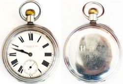 Rhymney Railway Company nickel cased pocket watch with American Waltham Watch Co movement 10353271