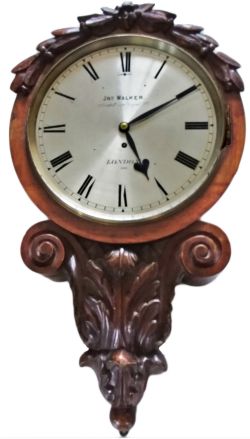 Midland Railway 12in dial mahogany cased railway clock. The silvered dial is engraved and black