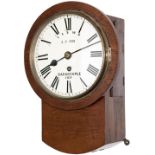 London and South Western Railway 8 inch Mahogany cased iron dial drop dial fusee clock with a spun