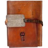 GWR leather document pouch nicely embossed with two GWR Roundels to the front and complete with