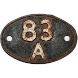 Shedplate 83A Newton Abbot 1950-1973 with sub sheds Ashburton to 1958, Kingsbridge to 1961 and