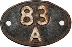 Shedplate 83A Newton Abbot 1950-1973 with sub sheds Ashburton to 1958, Kingsbridge to 1961 and