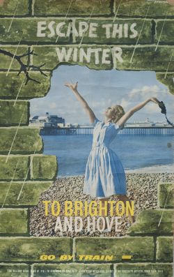 Poster BR(S) ESCAPE THIS WINTER TO BRIGHTON AND HOVE. Double Royal 25in x 40in. Produced for the