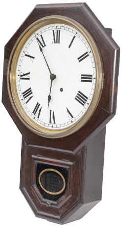 North British Railway 13in mahogany cased drop dial railway clock supplied to the NBR circa 1900