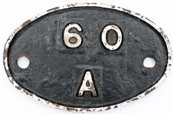 Shedplate 60A Inverness 1950-1973 with sub sheds Dingwall to 1962, Fortrose to 1951 and Kyle Of