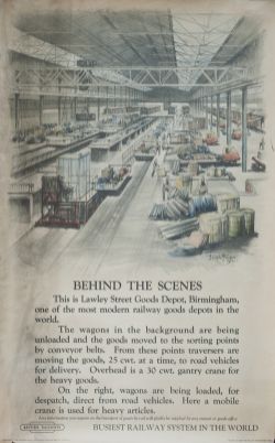 Poster BR(M) BEHIND THE SCENES LAWLEY STREET GOODS DEPOT BIRMINGHAM by Joseph Pike 1951. Double
