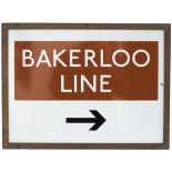 London Transport enamel underground sign BAKERLOO LINE with right facing arrow. Complete with