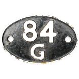 Shedplate 84G Shrewsbury 1950-1961 with sub sheds Builth Road, Clee Hill to 1960, Coalport, Craven