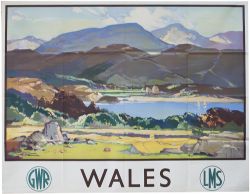 Poster GWR/LMS Joint WALES by Leonard Richmond. Quad Royal 40in x 50in but has had the bottom