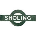 Southern Railway enamel target station sign SHOLING from the London and South Western Railway