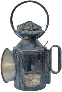 LNER 4 Aspect handlamp with single pie crust top stamped in the reducing cone LNER and brass