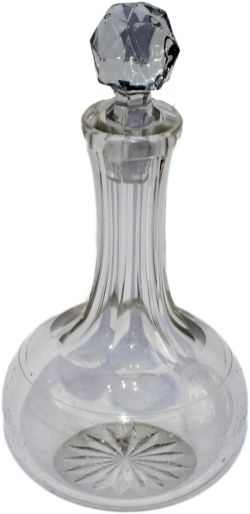 Lancashire and Yorkshire Railway cut glass Vinegar Decanter with stopper. Acid etched to front