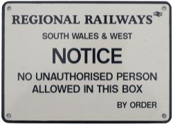 Regional Railways signal box door notice REGIONAL RAILWAYS SOUTH WALES & WEST NOTICE NO UNAUTHORISED