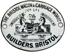 The Bristol Wagon & Carriage Works Co Ltd enamel coach/ wagon builders makers plate as used on