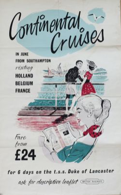 Poster BR CONTINENTAL CRUISES IN JUNE FROM SOUTHAMPTON ON THE T.S.S. DUKE OF LANCASTER by Studio