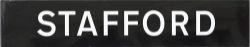 BR FF enamel station sign STAFFORD. White on black enamel measuring 42in x 8in. In very good