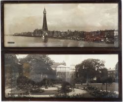 LMS sepia carriage Prints a pair. BLACKPOOL LANCASHIRE and ROSE GARDENS - BUXTON. Both are in