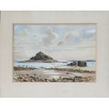 Original watercolour painting ST MICHAELS MOUNT by Eric Scott. Produced for the BR(W) Publicity