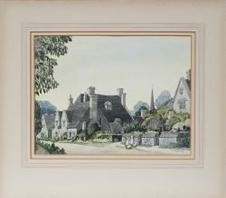 Original watercolour painting COTSWOLD VILLAGE by Horace Wright. Produced for the BR(W) Publicity