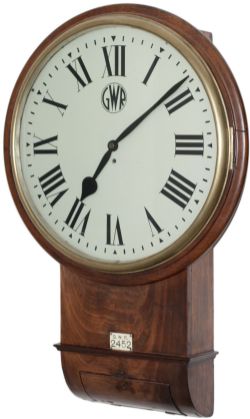 Bristol and Exeter Railway 18in mahogany cased drop dial trunk fusee clock supplied by Dell Brothers