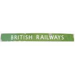 BR(S) Quad Royal enamel poster board heading BRITISH RAILWAYS in the unusual larger letter size.