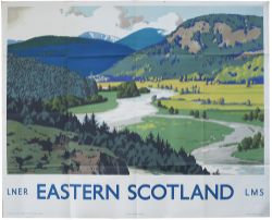 Poster LNER/LMS EASTERN SCOTLAND ROYAL DEESIDE by Frank Newbould. Quad Royal 40in x 50in. In very